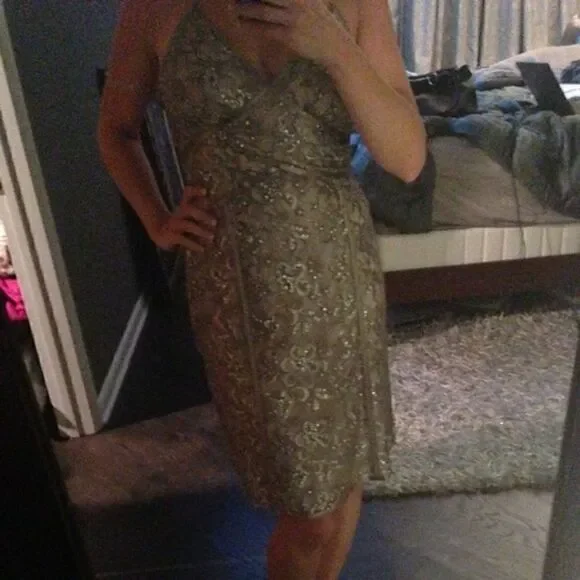 Express metallic lace party dress!